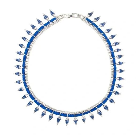Noir Jewelry Lapis Stone Rhodium-Plated Spike “Rippling Water” Necklace - NWT